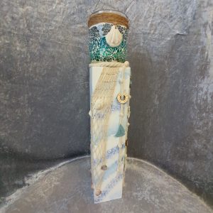 Holzsäule maritim mit Windlicht